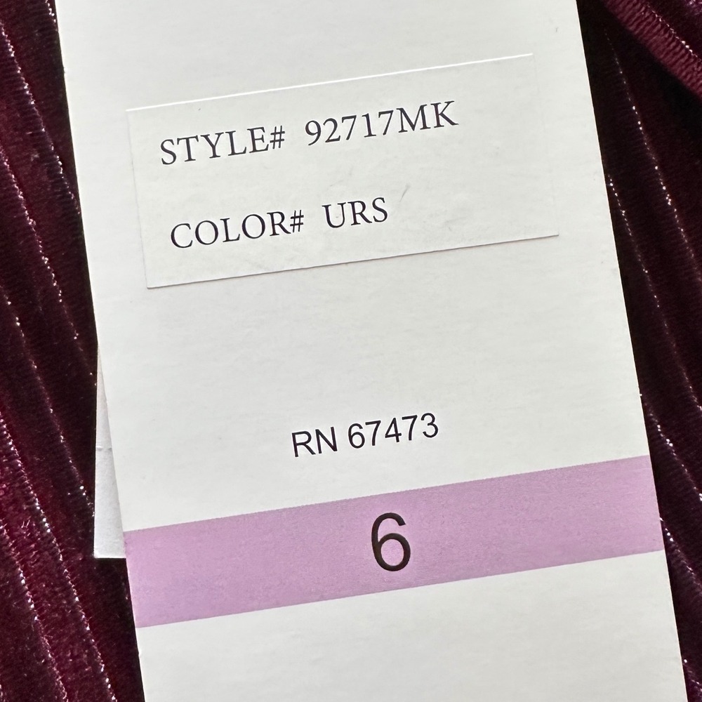 Maison‎ Tara Women's 6 Midi Dress Burgundy Metallic Ribbed V-Neck NEW - Picture 9 of 10